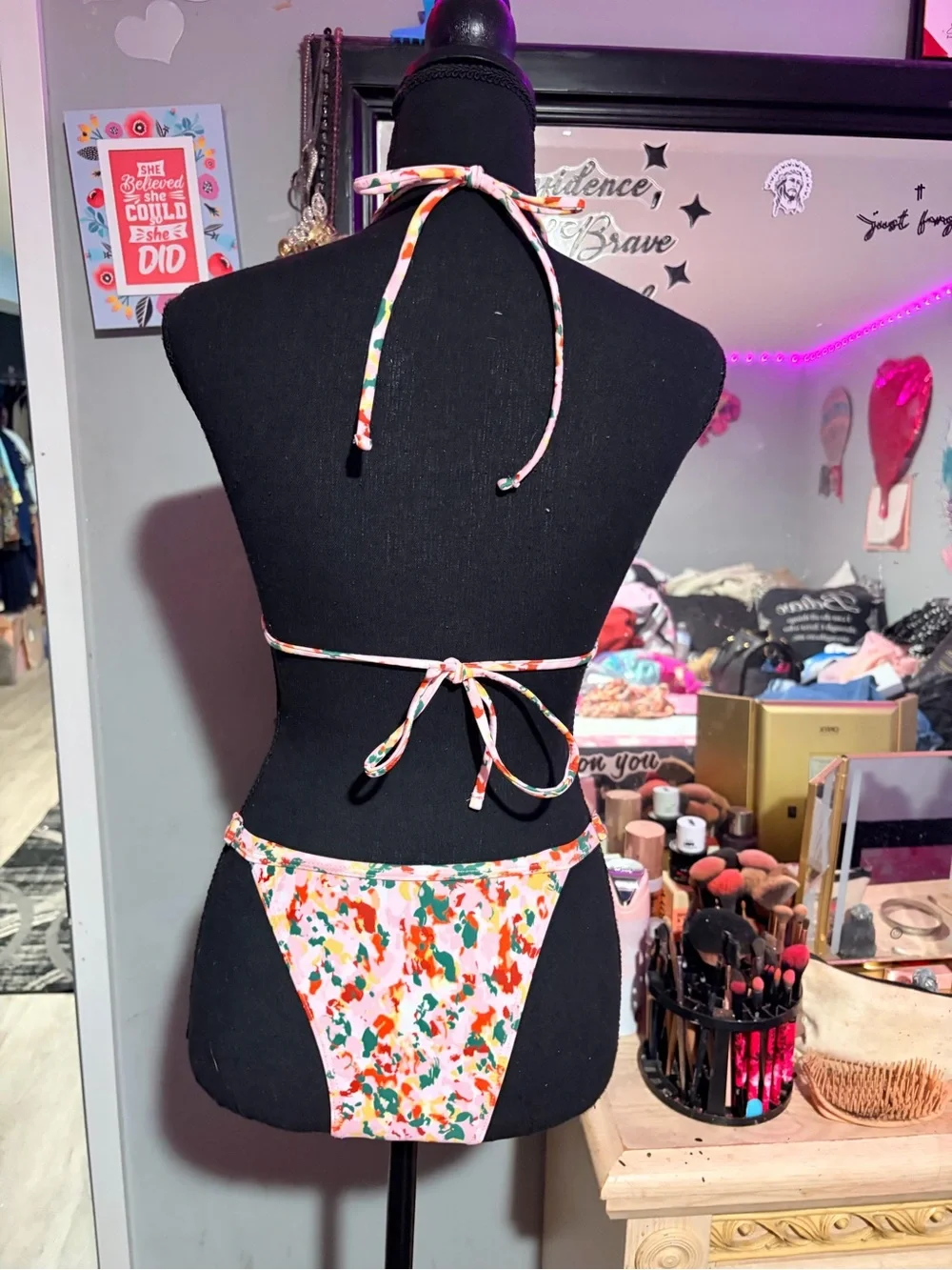 NWT 3-Piece Floral Bikini & Matching Ruffle Cover Up Set-S